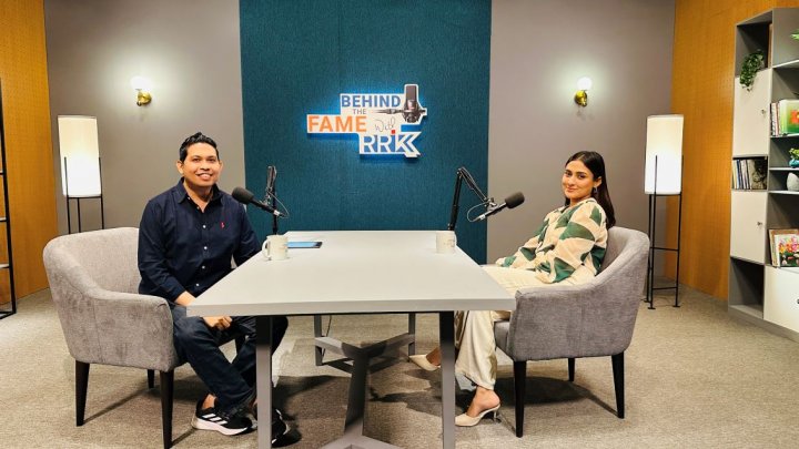 Rumman and Mehjabeen in the podcast studio